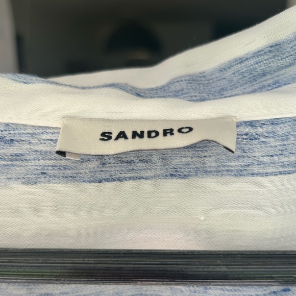 Sandro Maggie Striped Asymmetric Shirt size 2(S) - Picture 4 of 5